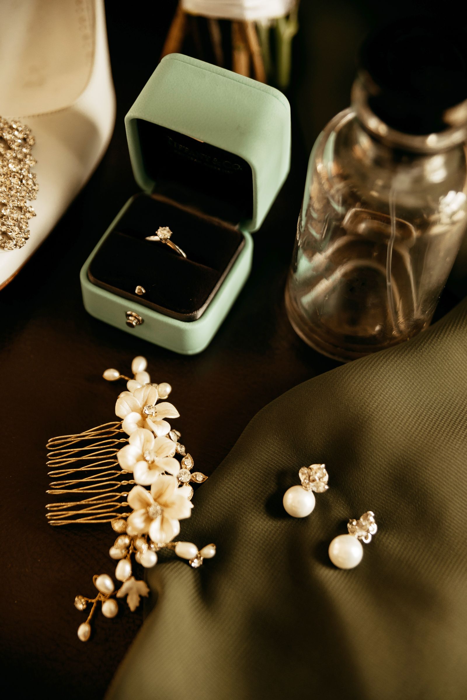 Solitaire and half eternity engagement rings
